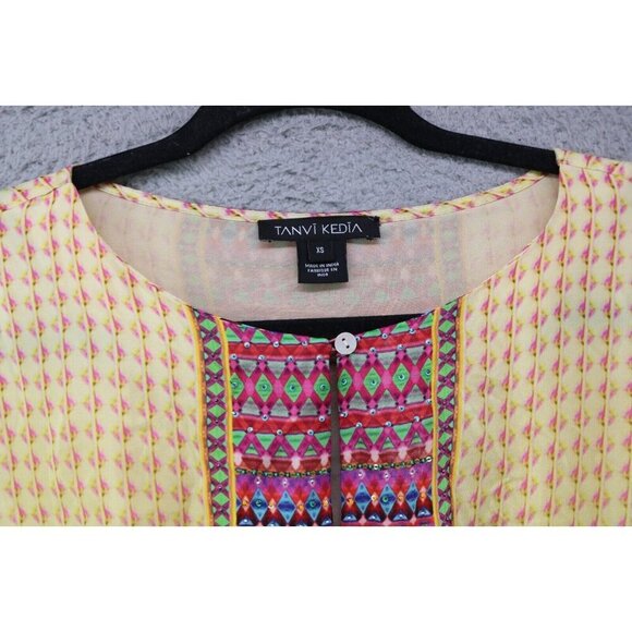 Tanvi Kedia Anthropologie Dolman Sleeve Tunic-Silky-Beaded-Size XS-BOHO-Hippie - Picture 7 of 15